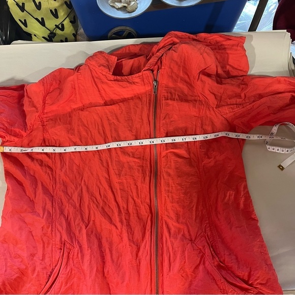 EILEEN FISHER ~ Orange Rumpled Metallic Jacket with Removable Hood Asymmetric - Picture 11 of 13